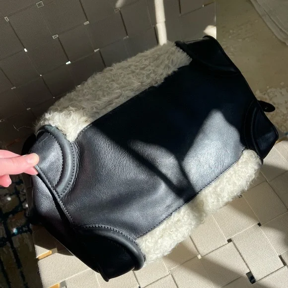 CELINE mini luggage tote bag in leather/shearling - Picture 13 of 15